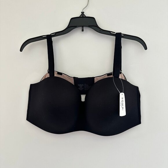 NEW Soma Women Black Enbliss Stay Put Strapless Bra Size 42C Wireless Adjustable - Picture 1 of 7